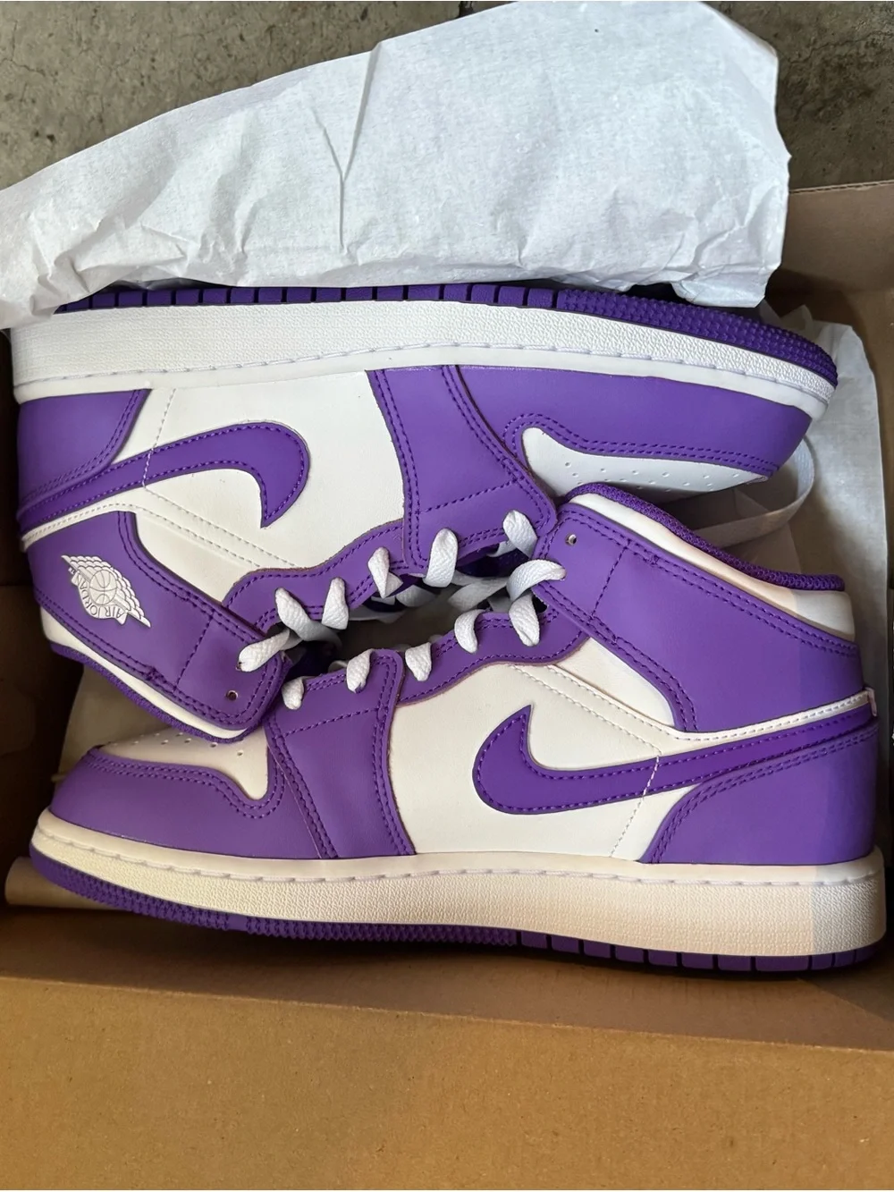 Nike Air Jordan 1 Mid White & Purple Sneakers